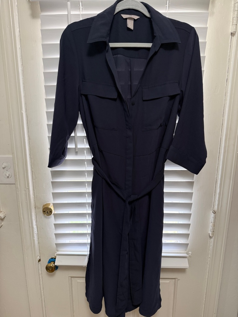 H & M Navy Shirt Midi Dress
